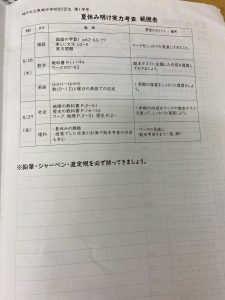 魚崎中1課題実力考査範囲表